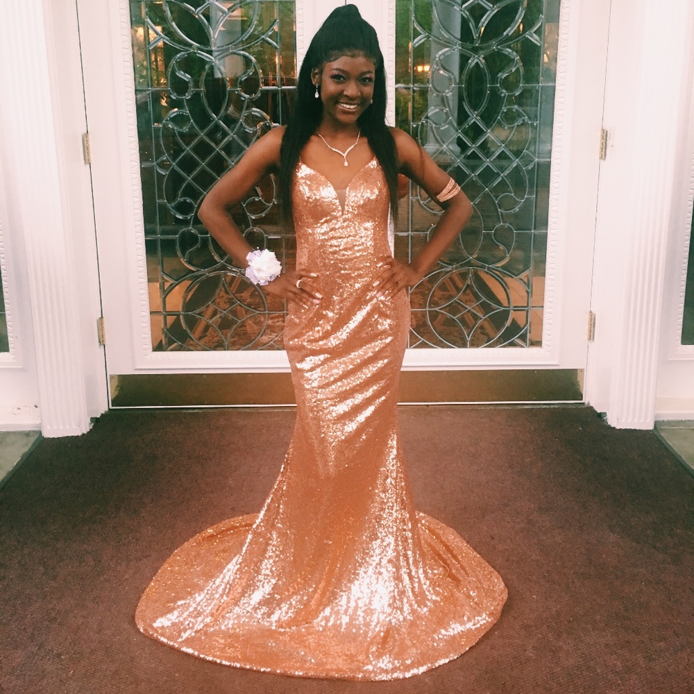 Rose Gold Mermaid Prom Dress